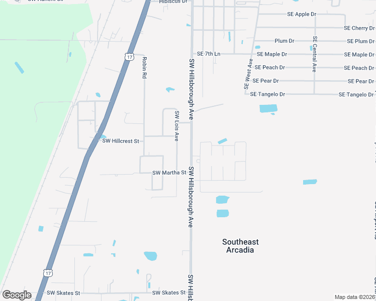 map of restaurants, bars, coffee shops, grocery stores, and more near 2299 Southeast Hillsborough Avenue in Arcadia