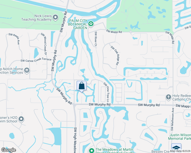 map of restaurants, bars, coffee shops, grocery stores, and more near 1172 Southwest Pine Tree Lane in Palm City