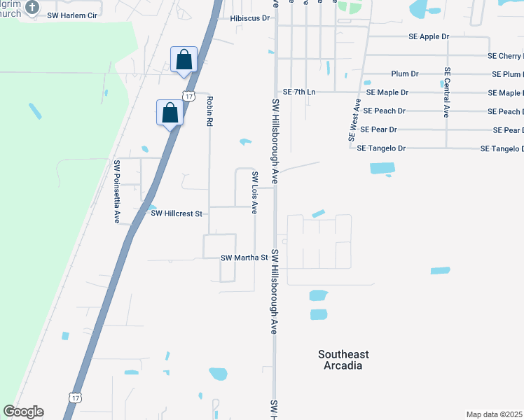 map of restaurants, bars, coffee shops, grocery stores, and more near 2179 Southeast Hillsborough Avenue in Arcadia