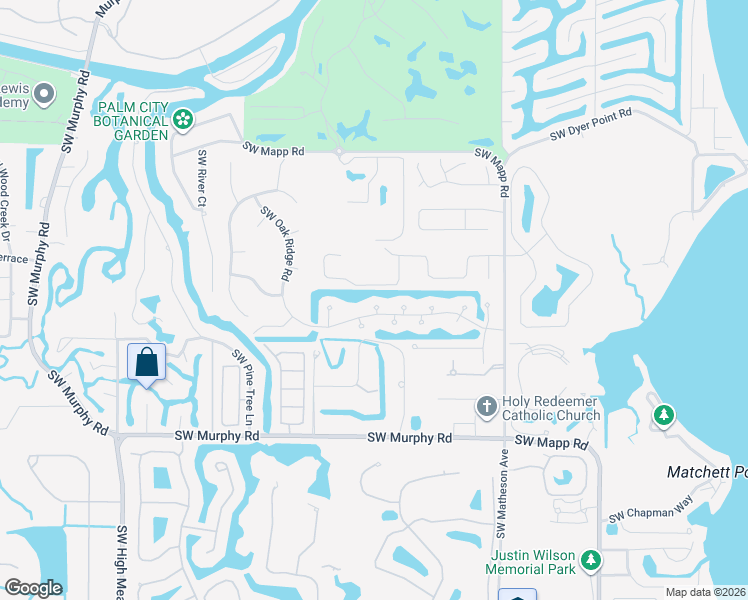 map of restaurants, bars, coffee shops, grocery stores, and more near 1126 Southwest Wildridge Court in Palm City