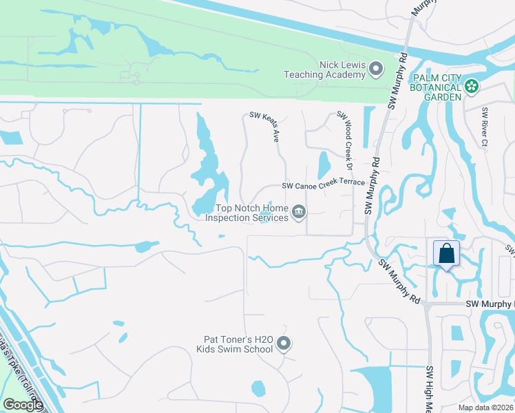 map of restaurants, bars, coffee shops, grocery stores, and more near 3810 Southwest Canoe Creek Terrace in Palm City
