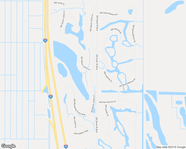 map of restaurants, bars, coffee shops, grocery stores, and more near 1207 Southwest Squire Johns Lane in Palm City