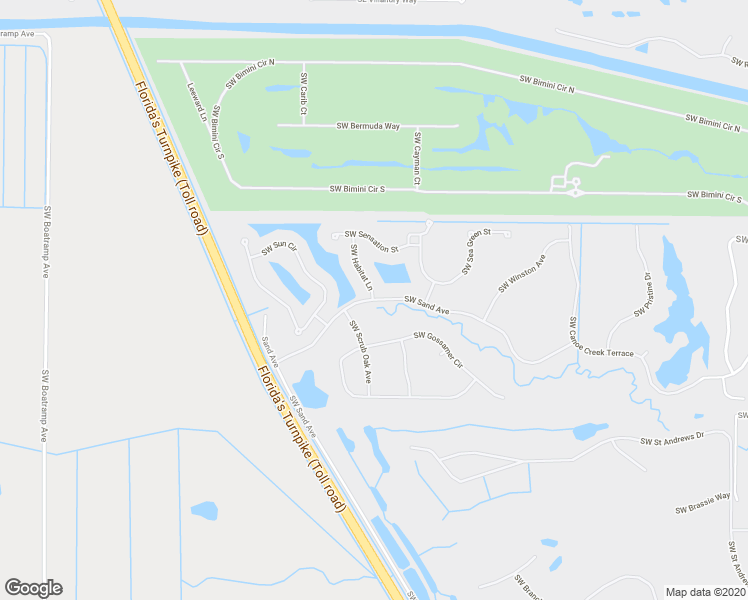 map of restaurants, bars, coffee shops, grocery stores, and more near 4956 Southwest Sand Avenue in Palm City