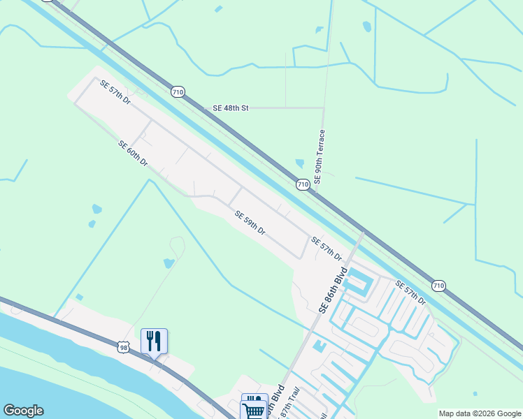 map of restaurants, bars, coffee shops, grocery stores, and more near 8612 Southeast 57th Drive in Okeechobee