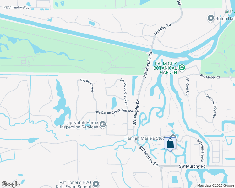map of restaurants, bars, coffee shops, grocery stores, and more near 3395 Southwest Canoe Place in Palm City
