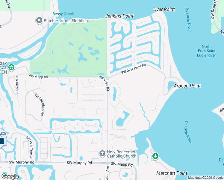 map of restaurants, bars, coffee shops, grocery stores, and more near 673 Southwest Lighthouse Drive in Palm City