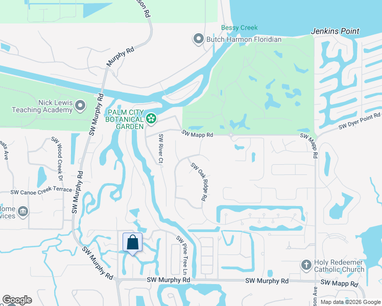 map of restaurants, bars, coffee shops, grocery stores, and more near 750 Southwest Whisper Ridge Trail in Palm City