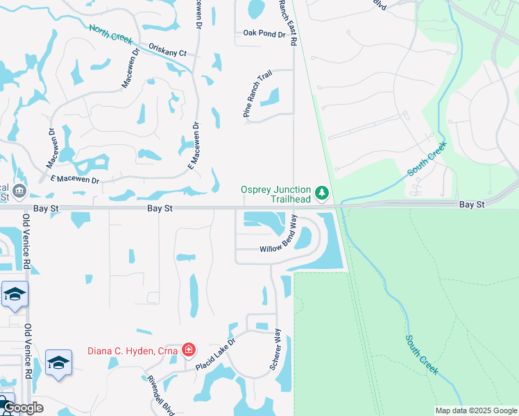 map of restaurants, bars, coffee shops, grocery stores, and more near Bay Street in Sarasota County