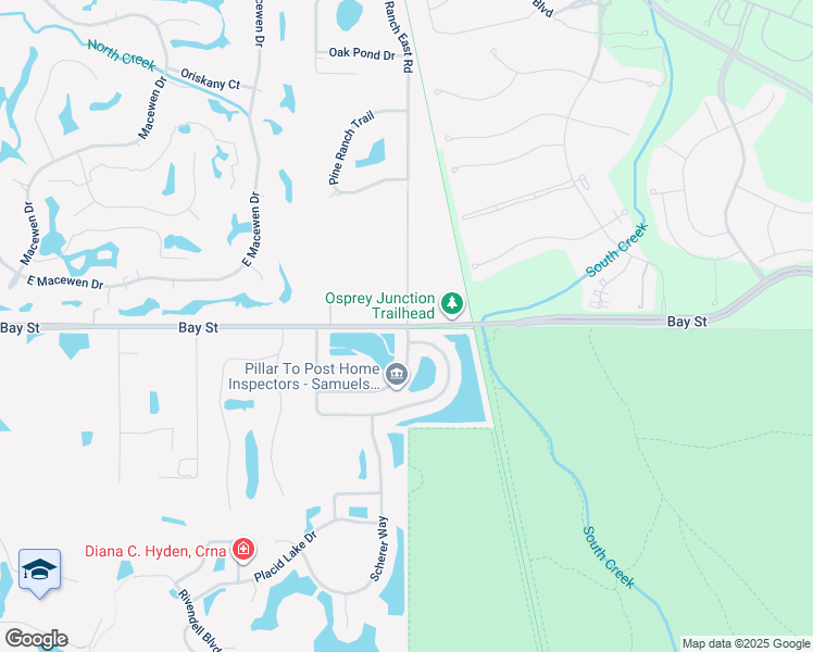 map of restaurants, bars, coffee shops, grocery stores, and more near 1234 Bay Street in Osprey