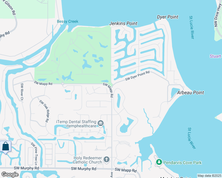 map of restaurants, bars, coffee shops, grocery stores, and more near SW Mapp Rd & SW Dyer Point Rd in Palm City