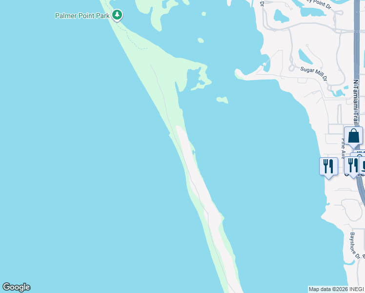 map of restaurants, bars, coffee shops, grocery stores, and more near 1224 North Casey Key Road in Osprey