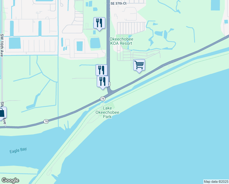 map of restaurants, bars, coffee shops, grocery stores, and more near 0 U.S. 441 in Okeechobee