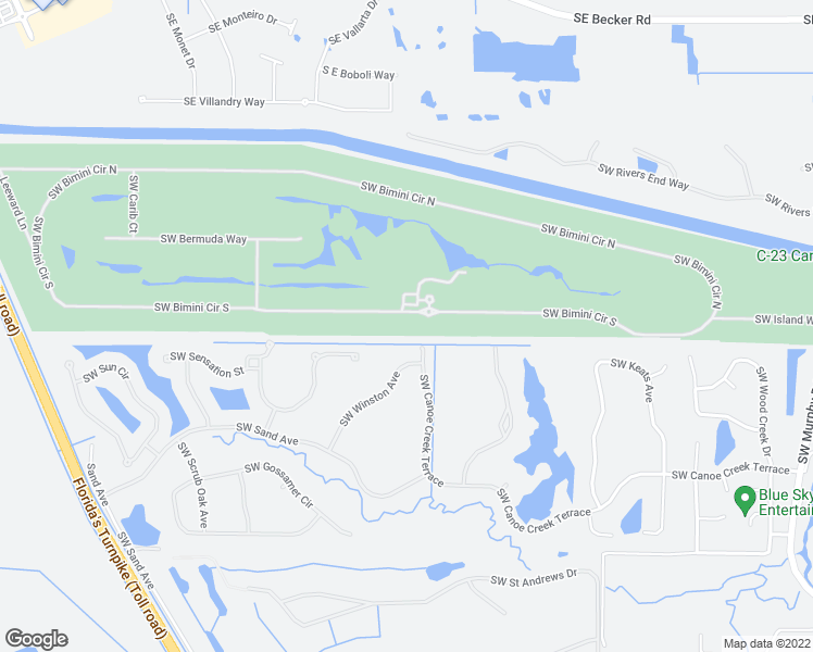 map of restaurants, bars, coffee shops, grocery stores, and more near 4276 Southwest Bimini Circle South in Palm City