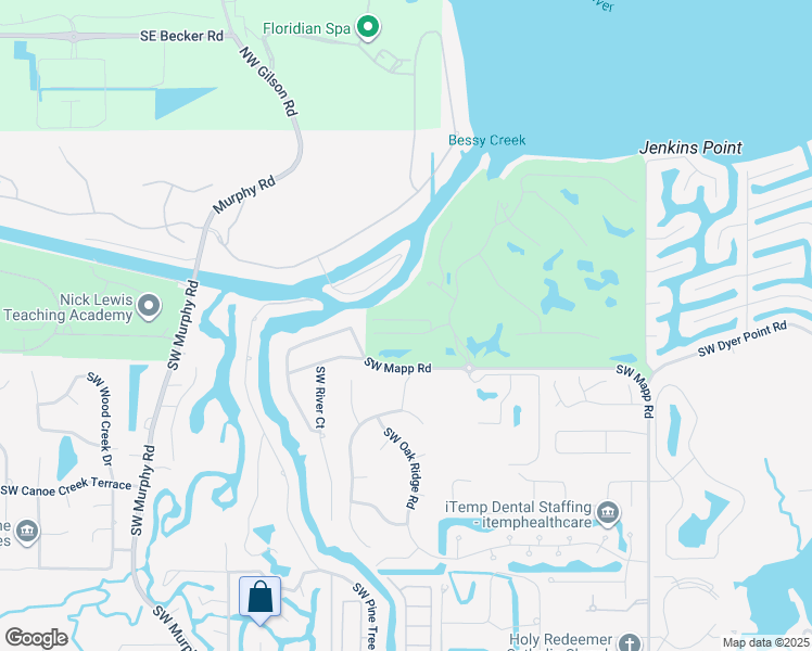 map of restaurants, bars, coffee shops, grocery stores, and more near 2501 Southwest Bridgeview Terrace in Palm City