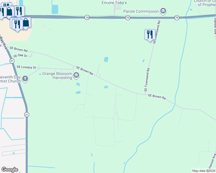 map of restaurants, bars, coffee shops, grocery stores, and more near 3683 Southeast Brown Road in Arcadia