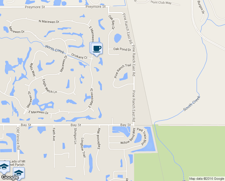 map of restaurants, bars, coffee shops, grocery stores, and more near 280 Pine Ranch Trail in Osprey