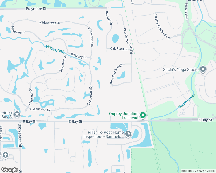 map of restaurants, bars, coffee shops, grocery stores, and more near 280 Pine Ranch Trail in Osprey