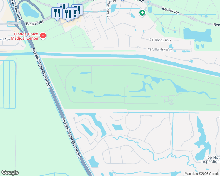 map of restaurants, bars, coffee shops, grocery stores, and more near 4794 Southwest Bermuda Way in Palm City