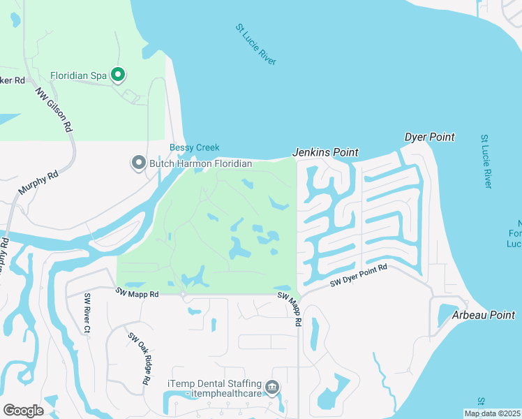 map of restaurants, bars, coffee shops, grocery stores, and more near 227 Southwest Hatteras Court in Palm City