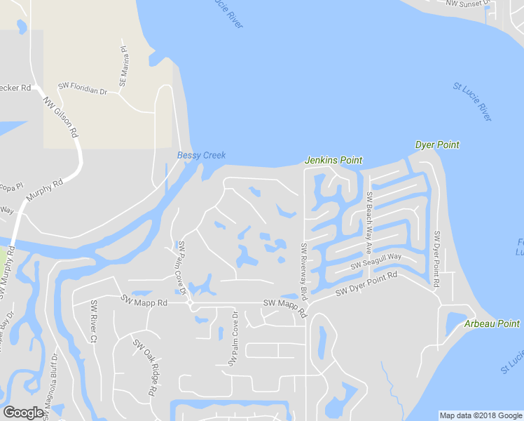 map of restaurants, bars, coffee shops, grocery stores, and more near 227 Southwest Hatteras Court in Palm City