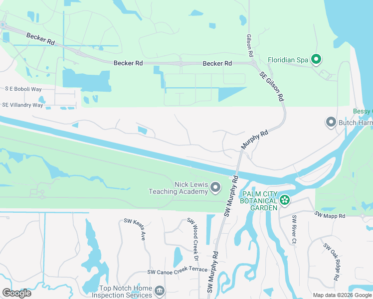 map of restaurants, bars, coffee shops, grocery stores, and more near 3544 Southwest Rivers End Way in Palm City