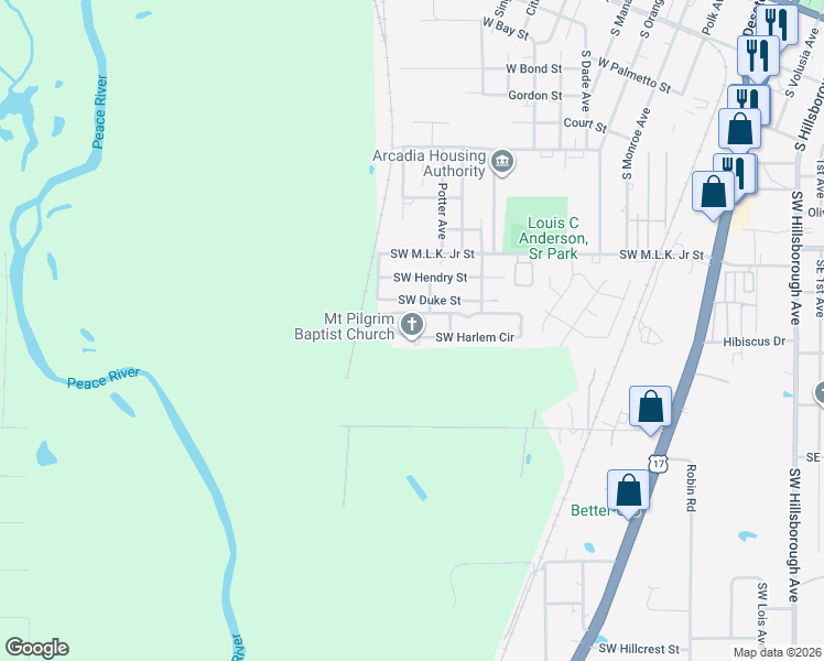 map of restaurants, bars, coffee shops, grocery stores, and more near 1573 Southwest Harlem Circle in Arcadia