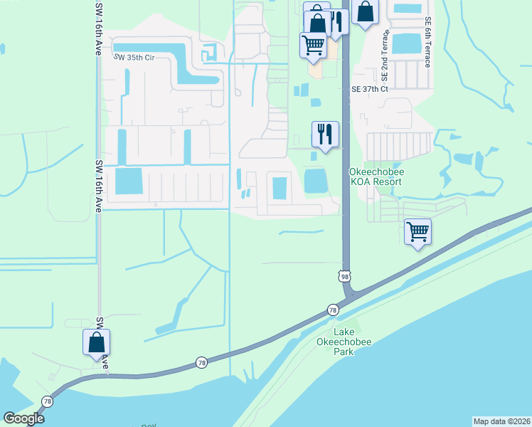 map of restaurants, bars, coffee shops, grocery stores, and more near 4425 U.S. 441 in Okeechobee
