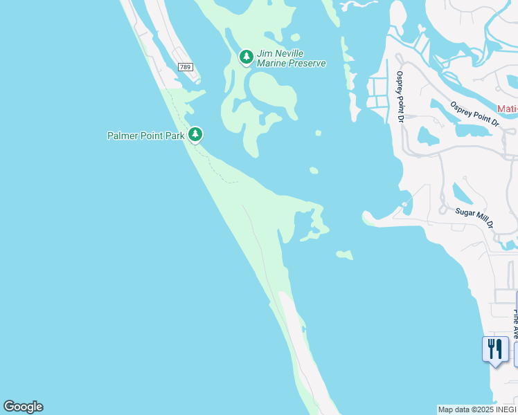 map of restaurants, bars, coffee shops, grocery stores, and more near 1544 North Casey Key Road in Osprey