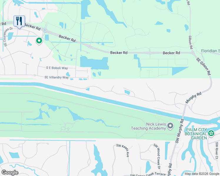 map of restaurants, bars, coffee shops, grocery stores, and more near 4020 Southwest Rivers End Way in Palm City