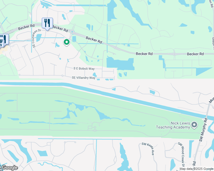 map of restaurants, bars, coffee shops, grocery stores, and more near 4427 Southwest Rivers End Way in Palm City