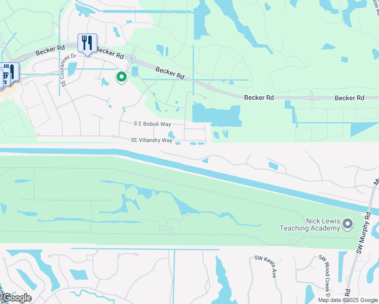 map of restaurants, bars, coffee shops, grocery stores, and more near 4427 Southwest Rivers End Way in Palm City