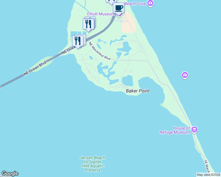 map of restaurants, bars, coffee shops, grocery stores, and more near 10 Northeast Plantation Road in Stuart