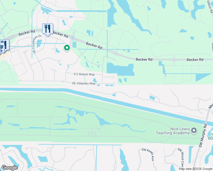 map of restaurants, bars, coffee shops, grocery stores, and more near 4427 Southwest Rivers End Way in Palm City