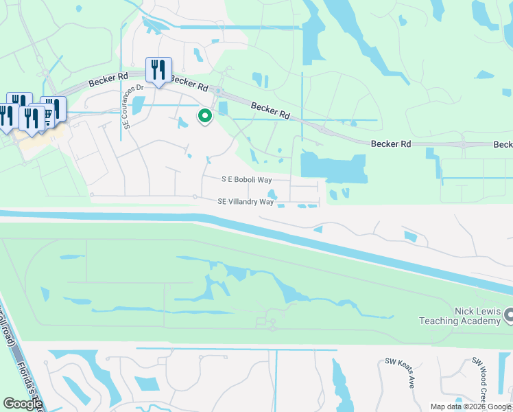 map of restaurants, bars, coffee shops, grocery stores, and more near 4631 Southwest Rivers End Way in Palm City