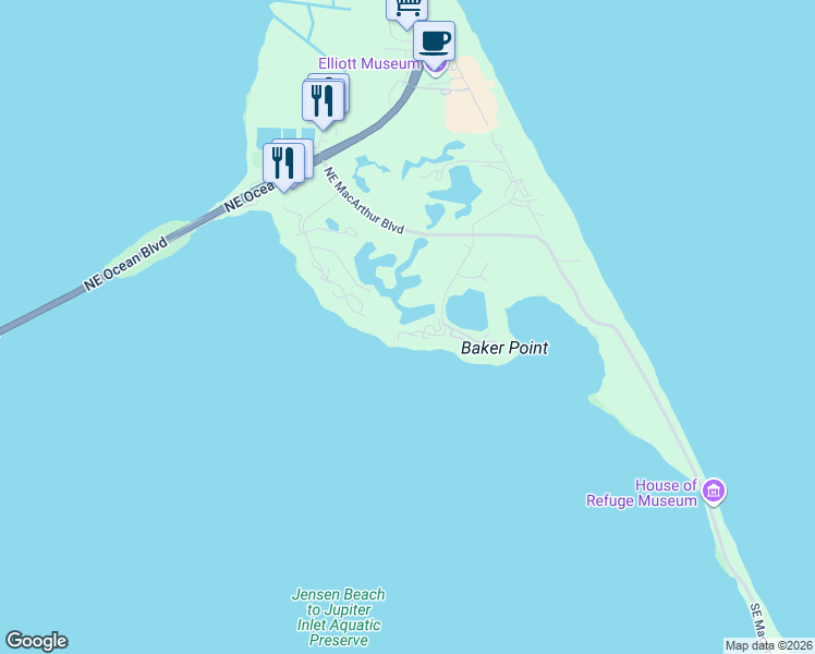 map of restaurants, bars, coffee shops, grocery stores, and more near 10 Northeast Plantation Road in Stuart
