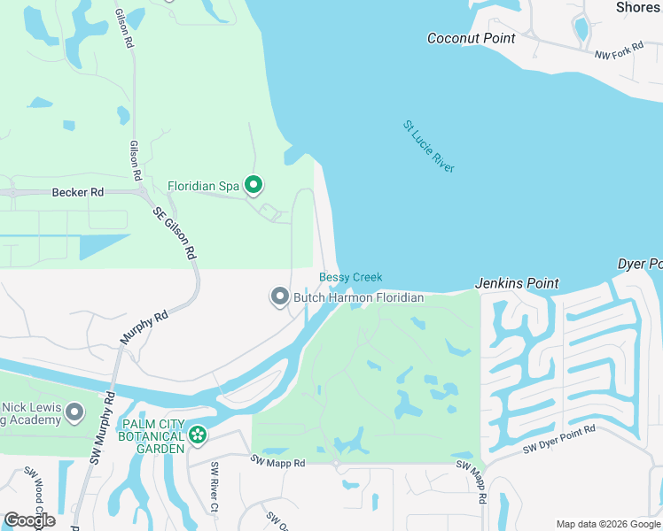 map of restaurants, bars, coffee shops, grocery stores, and more near 2850 Southwest Rivers End Way in Palm City