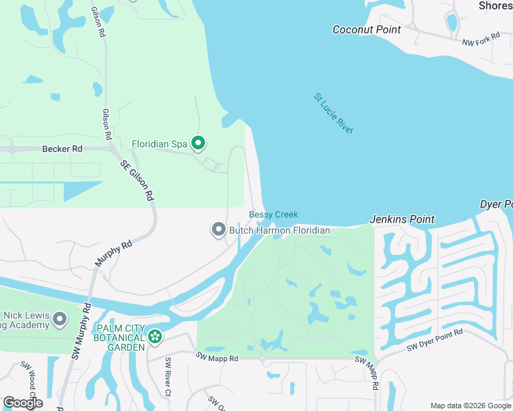 map of restaurants, bars, coffee shops, grocery stores, and more near 2850 Southwest Rivers End Way in Palm City