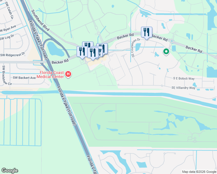 map of restaurants, bars, coffee shops, grocery stores, and more near 5181 SW Bimini Circle North in Palm City