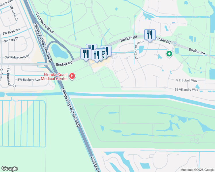 map of restaurants, bars, coffee shops, grocery stores, and more near 5181 Southwest Bimini Circle North in Palm City