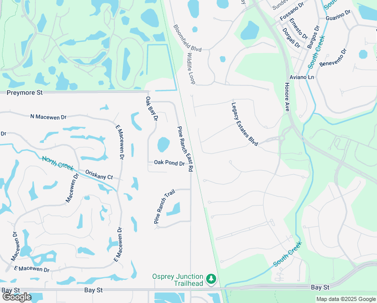 map of restaurants, bars, coffee shops, grocery stores, and more near 527 Pine Ranch East Road in Osprey