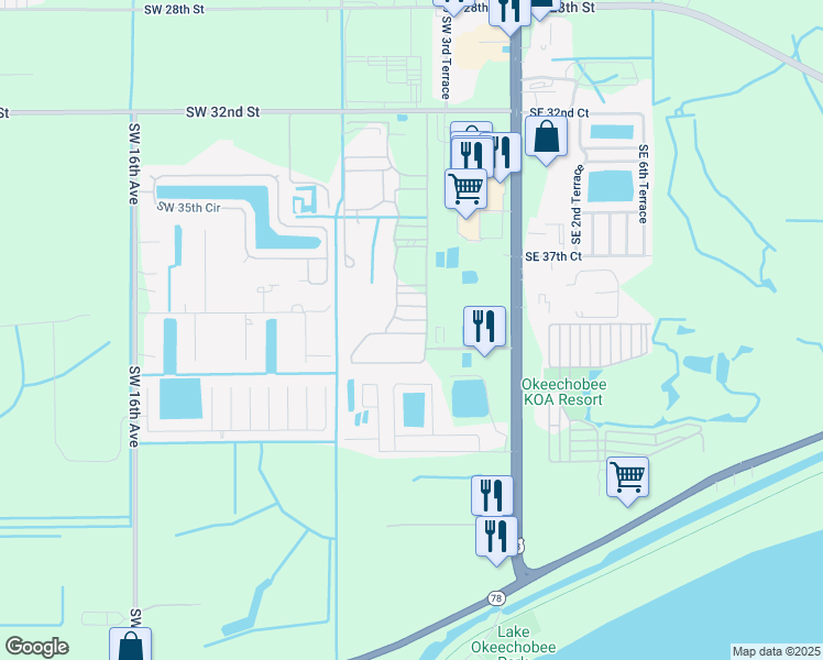 map of restaurants, bars, coffee shops, grocery stores, and more near 509 Southeast 40th Avenue in Okeechobee