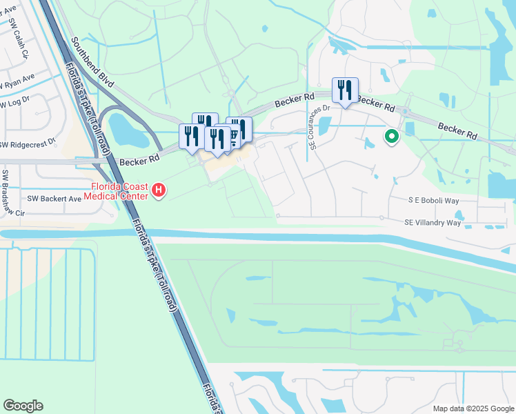 map of restaurants, bars, coffee shops, grocery stores, and more near 5181 Southwest Bimini Circle North in Palm City