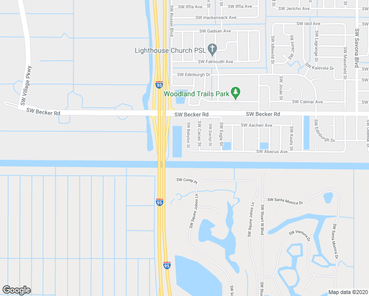 map of restaurants, bars, coffee shops, grocery stores, and more near 4690 Southwest Babylon Street in Port St. Lucie