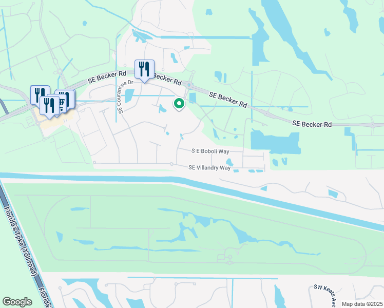 map of restaurants, bars, coffee shops, grocery stores, and more near 724 South East Boboli Way in Port St. Lucie
