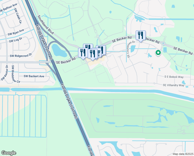 map of restaurants, bars, coffee shops, grocery stores, and more near Southeast Veranda Place in Port St. Lucie