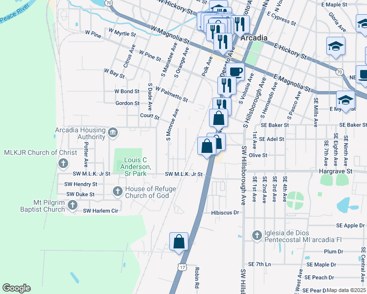 map of restaurants, bars, coffee shops, grocery stores, and more near 82 Park Place in Arcadia
