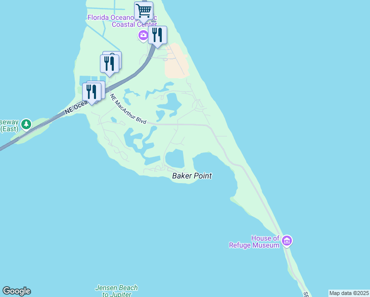 map of restaurants, bars, coffee shops, grocery stores, and more near 211 Northeast Plantation Road in Stuart