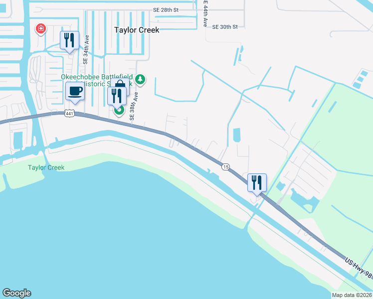 map of restaurants, bars, coffee shops, grocery stores, and more near 4334 U.S. 441 in Okeechobee