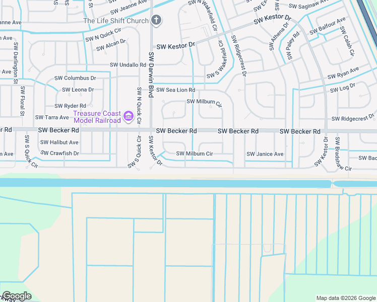 map of restaurants, bars, coffee shops, grocery stores, and more near 151 Southwest Ladybug Drive in Port St. Lucie