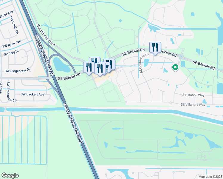map of restaurants, bars, coffee shops, grocery stores, and more near 864 Southeast Becker Road in Port St. Lucie
